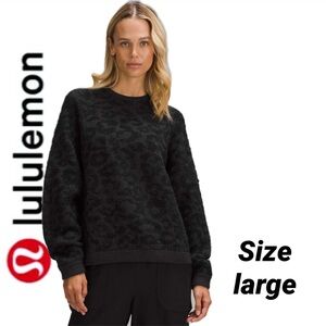 Lululemon Wool-Blend Jacquard Sweater Knit Leopard Graphite Grey Black Large